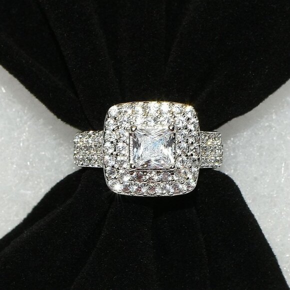 Julieta Princess 925 Sterling Silver Cubic Zirconia Ring Size 9 Gift Boxed - Picture 6 of 11